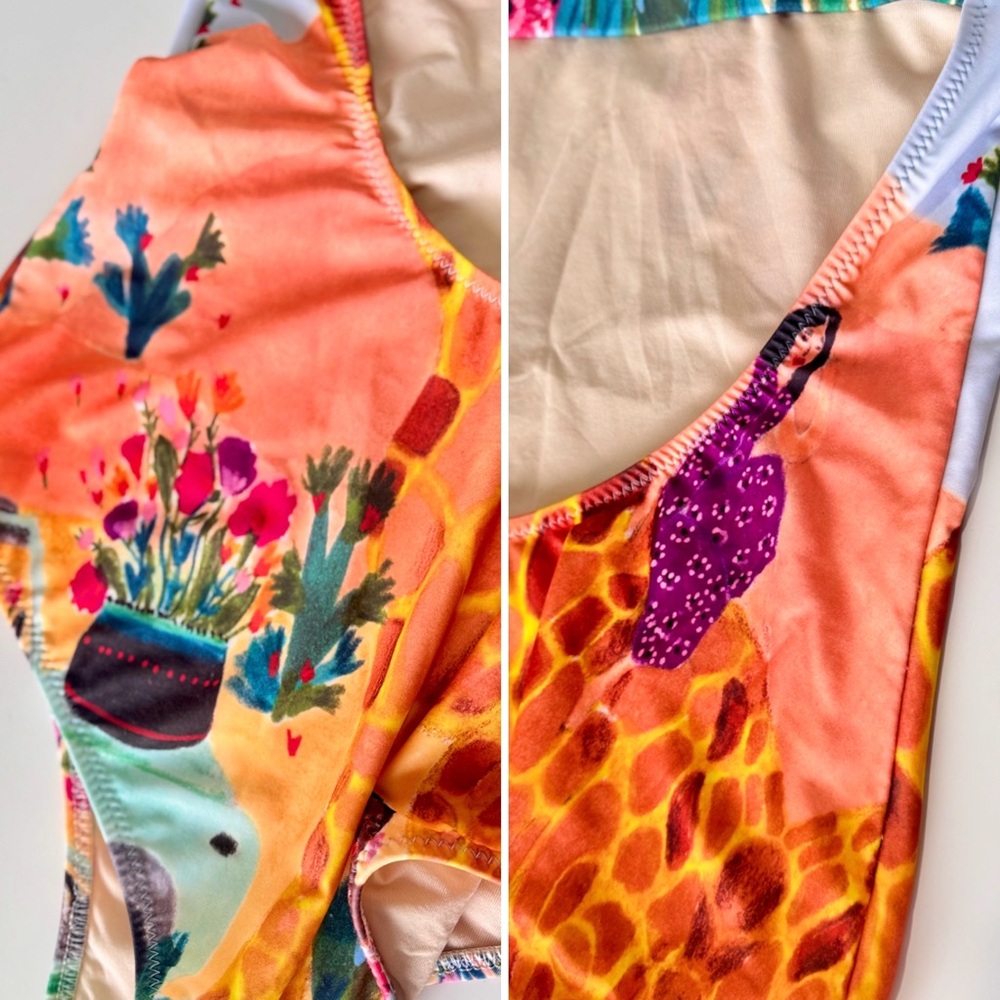 CAROLINA K. Giraffe Print Ruffle Sleeve One Piece Boho Swimsuit - Picture 6 of 16